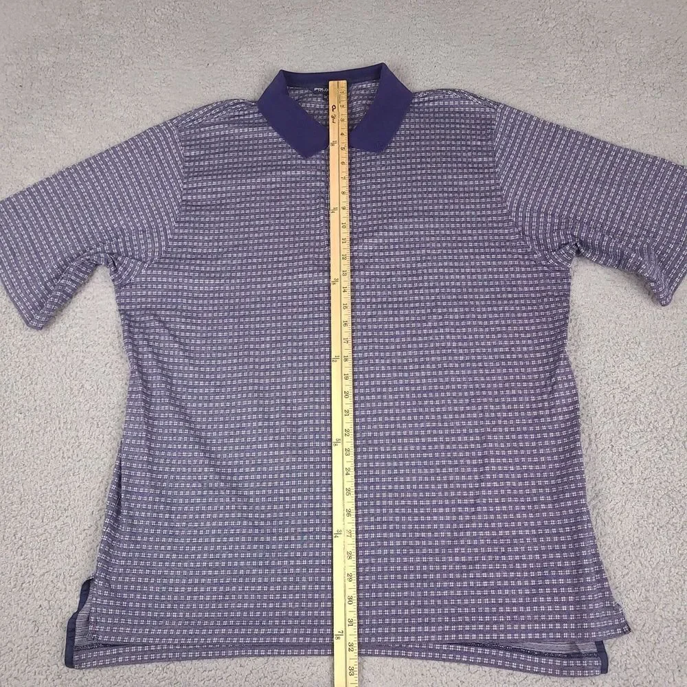 Polo Golf Ralph Lauren Shirt Mens XXL Blue‎ Silver Pima Cotton Geometric Vintage